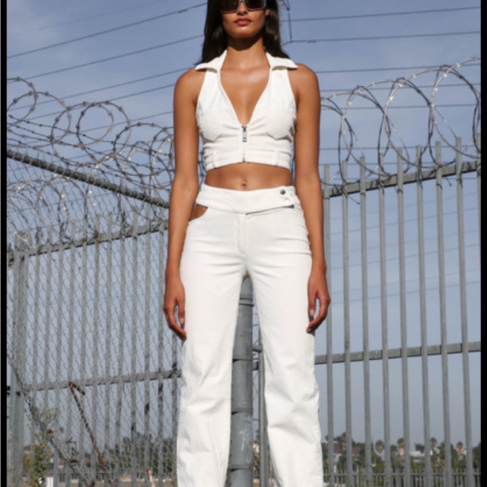 I.AM.GIA Kayla White Corduroy Crop Top (Only)